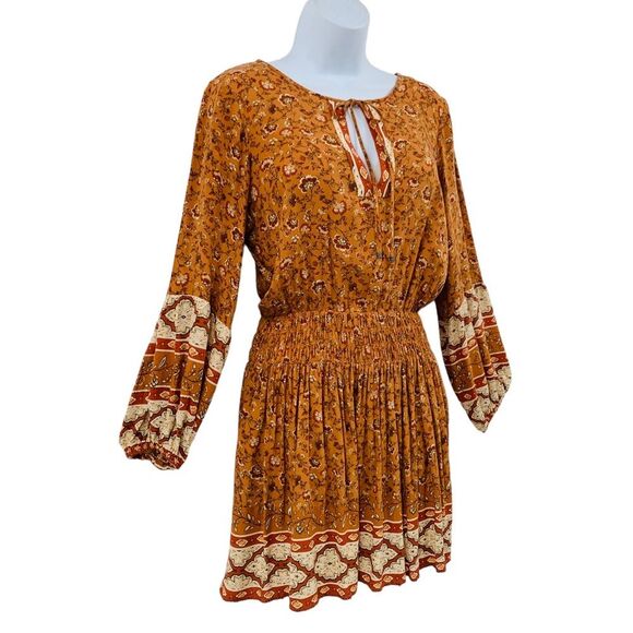 American Eagle Outfitters Peasant Smock Waist Boho Ditsy Floral Mini Dre… - Picture 3 of 13